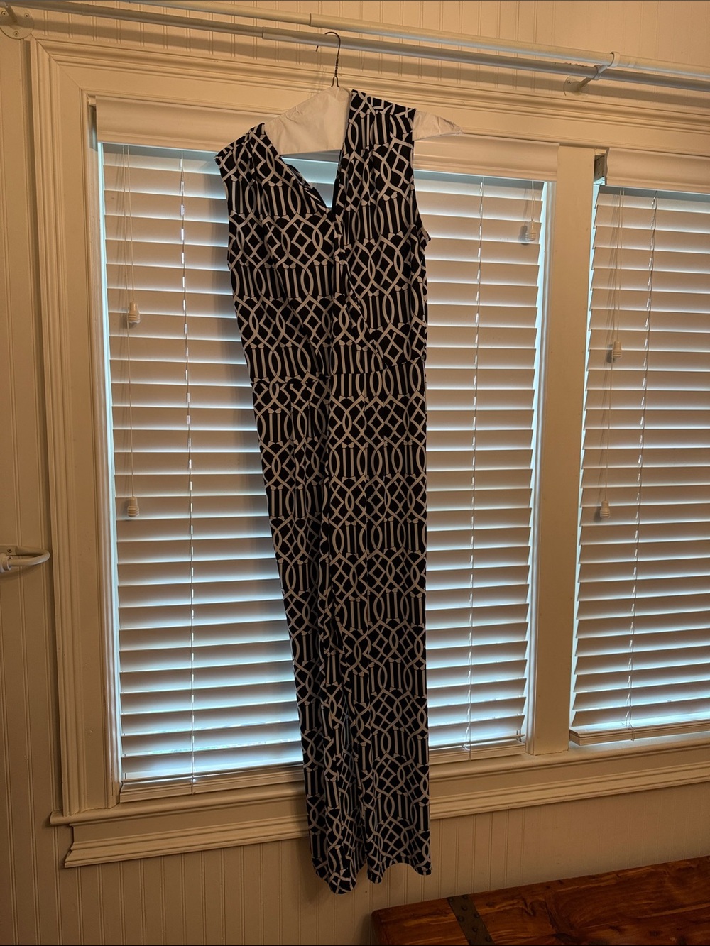 Nordstrom black and White Geometric Sleeveless Maxi Jumpsuit